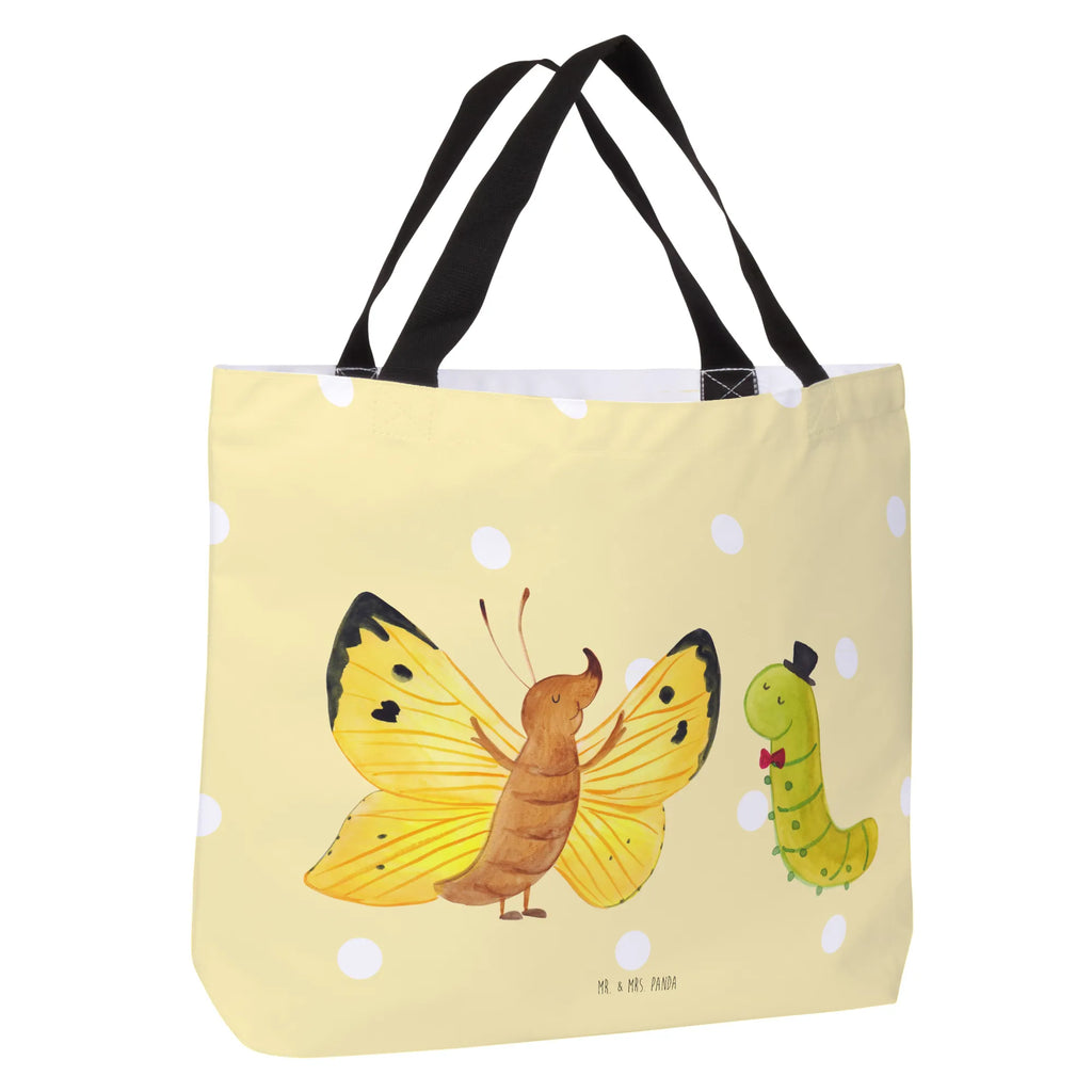 Shopper Raupe & Schmetterling Beutel, Einkaufstasche, Tasche, Strandtasche, Einkaufsbeutel, Shopper, Schultasche, Freizeittasche, Tragebeutel, Schulbeutel, Alltagstasche, Tiermotive, Gute Laune, lustige Sprüche, Tiere, Raupe, Schmetterling, Zitronenfalter, Entwicklung, Erwachsen werden, Kokon, Hut, Hütchen, Schönheit, Aufwachsen