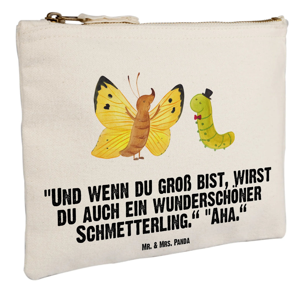 Schminktasche Raupe & Schmetterling Schminktasche, Kosmetiktasche, Kosmetikbeutel, Stiftemäppchen, Etui, Federmappe, Makeup, XXL, Schminketui, Kosmetiketui, Schlamperetui, Tiermotive, Gute Laune, lustige Sprüche, Tiere, Raupe, Schmetterling, Zitronenfalter, Entwicklung, Erwachsen werden, Kokon, Hut, Hütchen, Schönheit, Aufwachsen