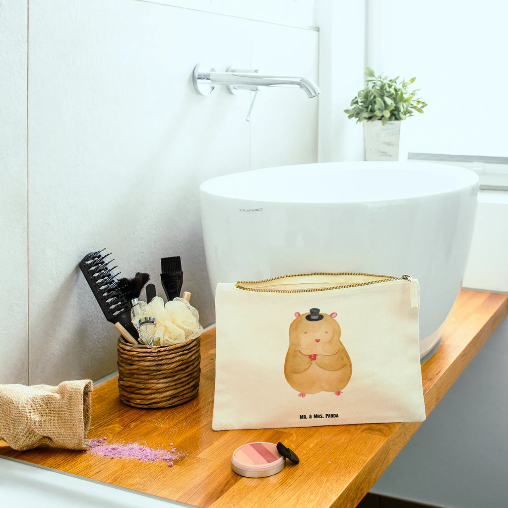 Schminktasche Hamster mit Hut Schminktasche, Kosmetiktasche, Kosmetikbeutel, Stiftemäppchen, Etui, Federmappe, Makeup, XXL, Schminketui, Kosmetiketui, Schlamperetui, Tiermotive, Gute Laune, lustige Sprüche, Tiere, Hamster, Hut, Magier, Zylinder, Zwerghamster, Zauberer