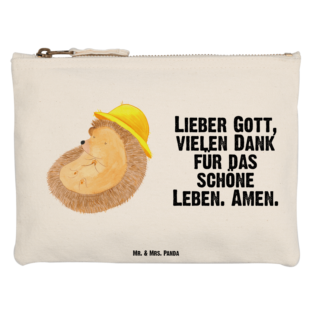 Schminktasche Igel Beten Schminktasche, Kosmetiktasche, Kosmetikbeutel, Stiftemäppchen, Etui, Federmappe, Makeup, XXL, Schminketui, Kosmetiketui, Schlamperetui, Tiermotive, Gute Laune, lustige Sprüche, Tiere, Igel, Igel mit Hut, Sonnenhut, Gott, Amen, beten, Leben, Dankbarkeit, Dankbar sein, dankbar, genießen