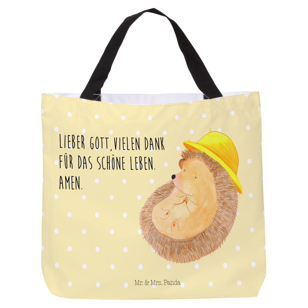 Shopper Igel Beten Beutel, Einkaufstasche, Tasche, Strandtasche, Einkaufsbeutel, Shopper, Schultasche, Freizeittasche, Tragebeutel, Schulbeutel, Alltagstasche, Tiermotive, Gute Laune, lustige Sprüche, Tiere, Igel, Igel mit Hut, Sonnenhut, Gott, Amen, beten, Leben, Dankbarkeit, Dankbar sein, dankbar, genießen