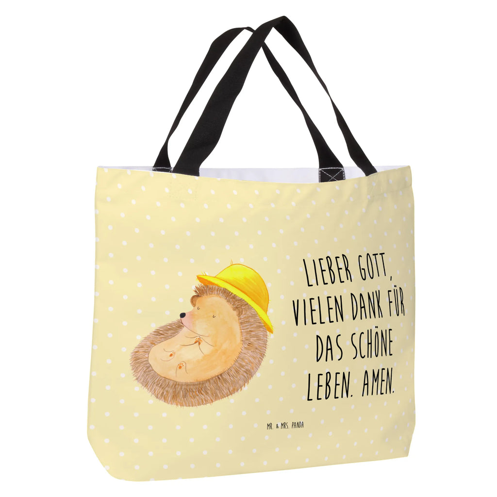 Shopper Igel Beten Beutel, Einkaufstasche, Tasche, Strandtasche, Einkaufsbeutel, Shopper, Schultasche, Freizeittasche, Tragebeutel, Schulbeutel, Alltagstasche, Tiermotive, Gute Laune, lustige Sprüche, Tiere, Igel, Igel mit Hut, Sonnenhut, Gott, Amen, beten, Leben, Dankbarkeit, Dankbar sein, dankbar, genießen