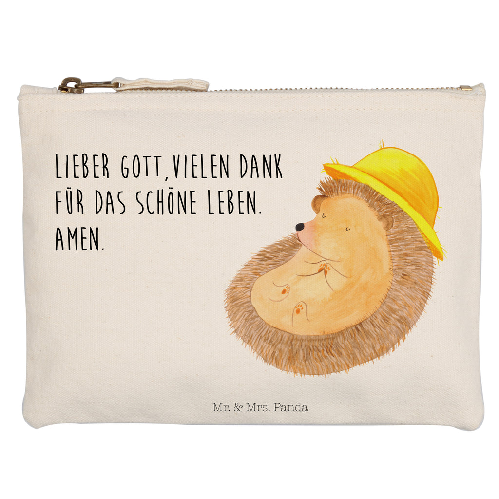 Schminktasche Igel Beten Schminktasche, Kosmetiktasche, Kosmetikbeutel, Stiftemäppchen, Etui, Federmappe, Makeup, XXL, Schminketui, Kosmetiketui, Schlamperetui, Tiermotive, Gute Laune, lustige Sprüche, Tiere, Igel, Igel mit Hut, Sonnenhut, Gott, Amen, beten, Leben, Dankbarkeit, Dankbar sein, dankbar, genießen