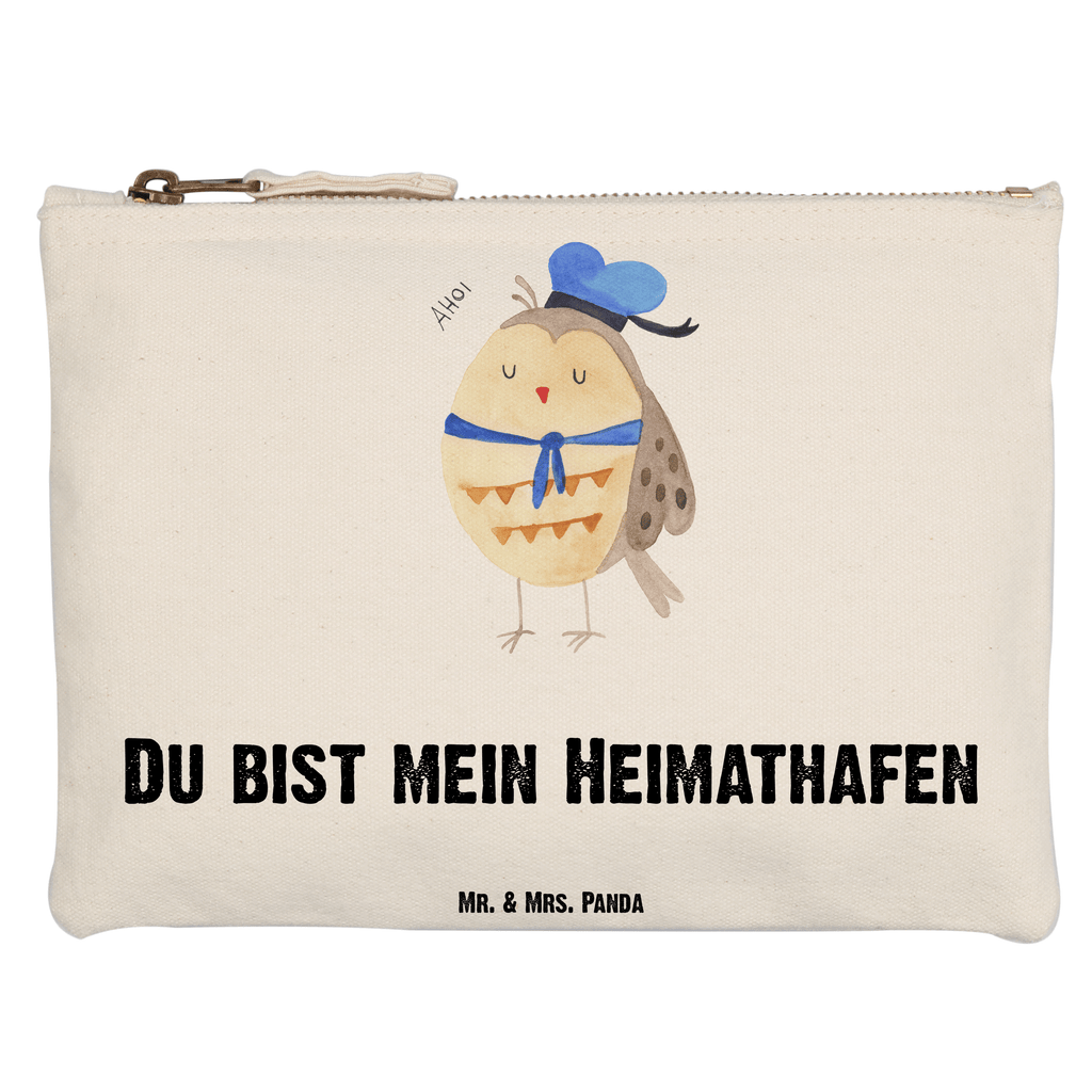 Schminktasche Eule Matrose Schminktasche, Kosmetiktasche, Kosmetikbeutel, Stiftemäppchen, Etui, Federmappe, Makeup, XXL, Schminketui, Kosmetiketui, Schlamperetui, Eule, Eule Spruch, Eule Deko, Owl, Wortspiel lustig, Matrose, Freundin, Ehe, Seefahrer, Heimathafen, Hochzeitstag Geschenk