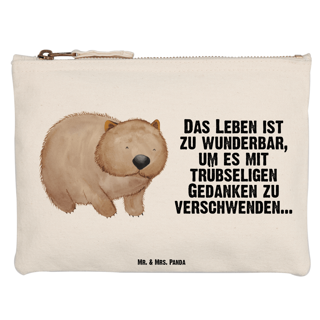 Schminktasche Wombat Schminktasche, Kosmetiktasche, Kosmetikbeutel, Stiftemäppchen, Etui, Federmappe, Makeup, XXL, Schminketui, Kosmetiketui, Schlamperetui, Tiermotive, Gute Laune, lustige Sprüche, Tiere, Wombat, Das Leben ist schön, Motivation, Spruch, Australien