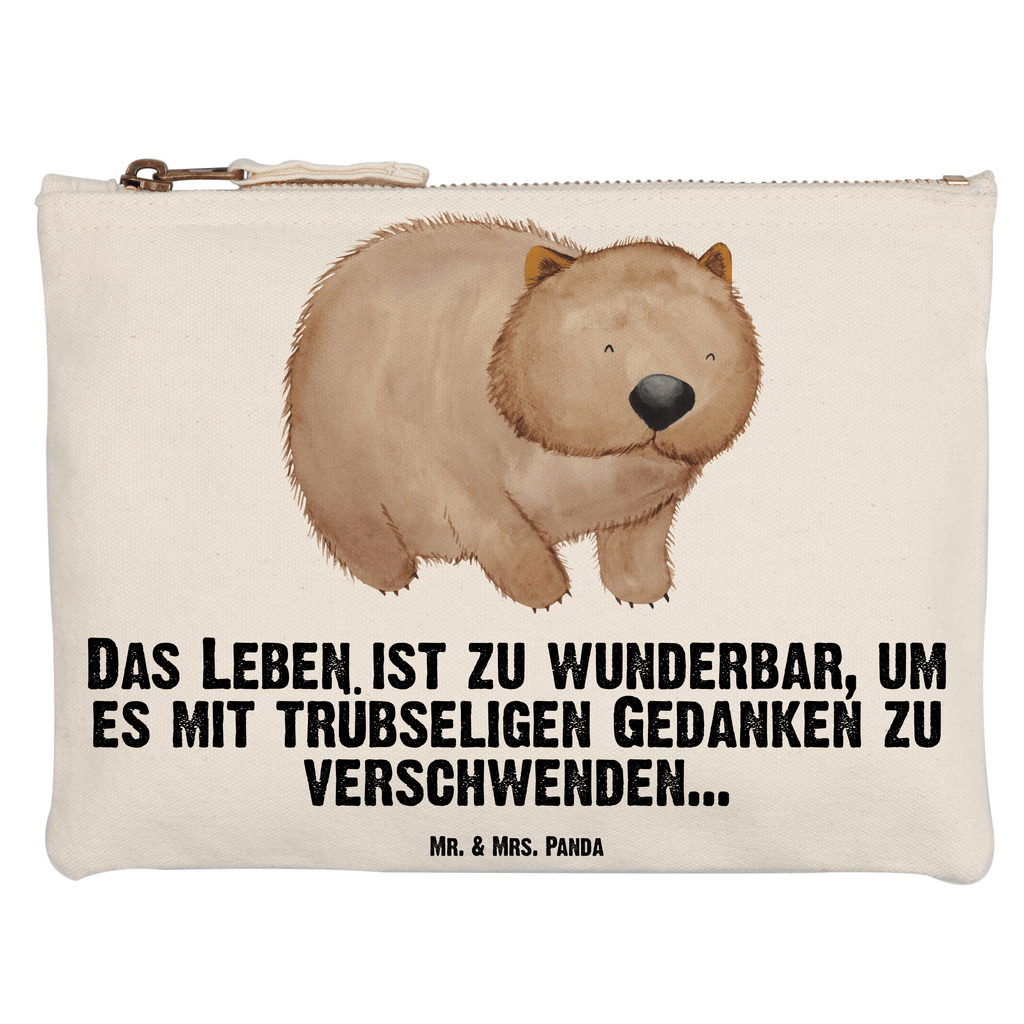 Schminktasche Wombat Schminktasche, Kosmetiktasche, Kosmetikbeutel, Stiftemäppchen, Etui, Federmappe, Makeup, XXL, Schminketui, Kosmetiketui, Schlamperetui, Tiermotive, Gute Laune, lustige Sprüche, Tiere, Wombat, Das Leben ist schön, Motivation, Spruch, Australien