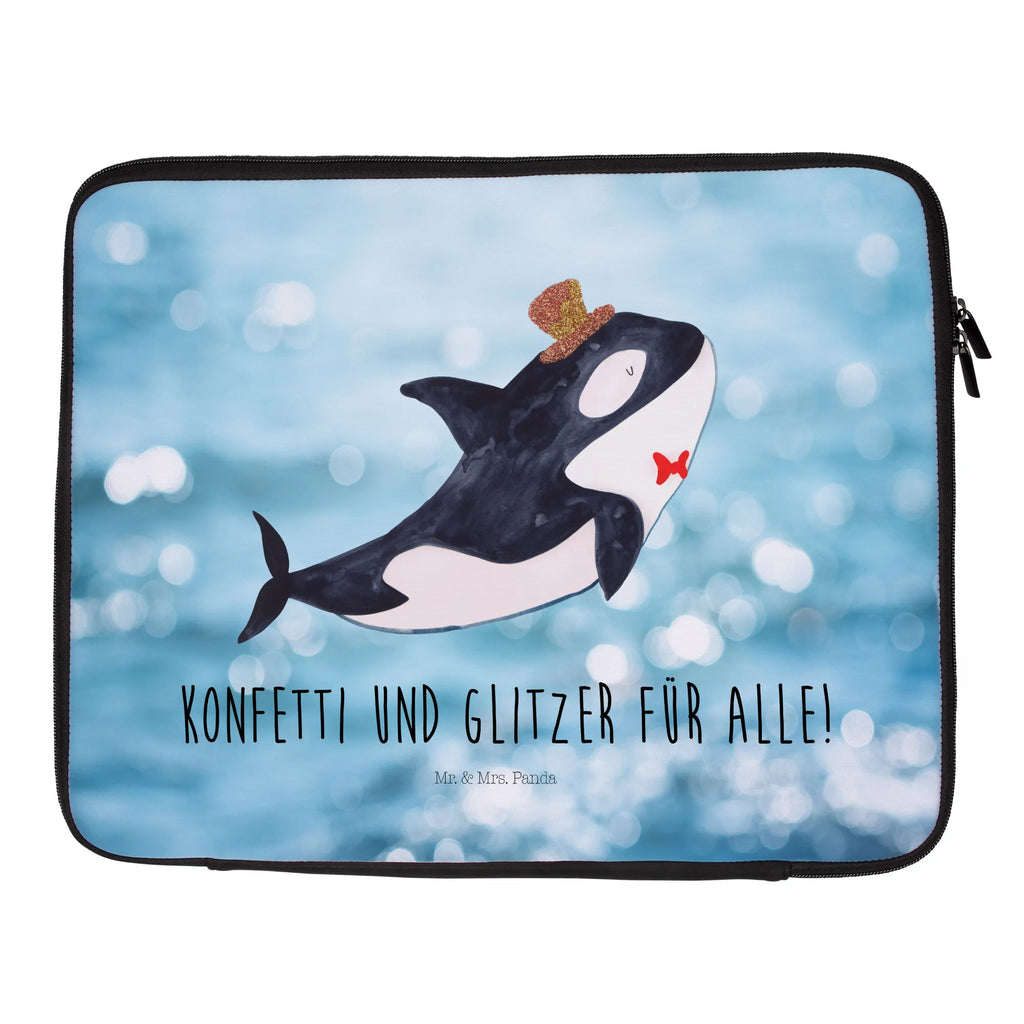 Notebook Tasche Orca Zylinder Notebook Tasche, Laptop, Computertasche, Tasche, Notebook-Tasche, Notebook-Reisehülle, Notebook Schutz, Meerestiere, Meer, Urlaub, Narwal, Glitter, Konfetti, Glitzer, Geburtstag, Feier, Fete, Fest, Glückwunsch, Orca