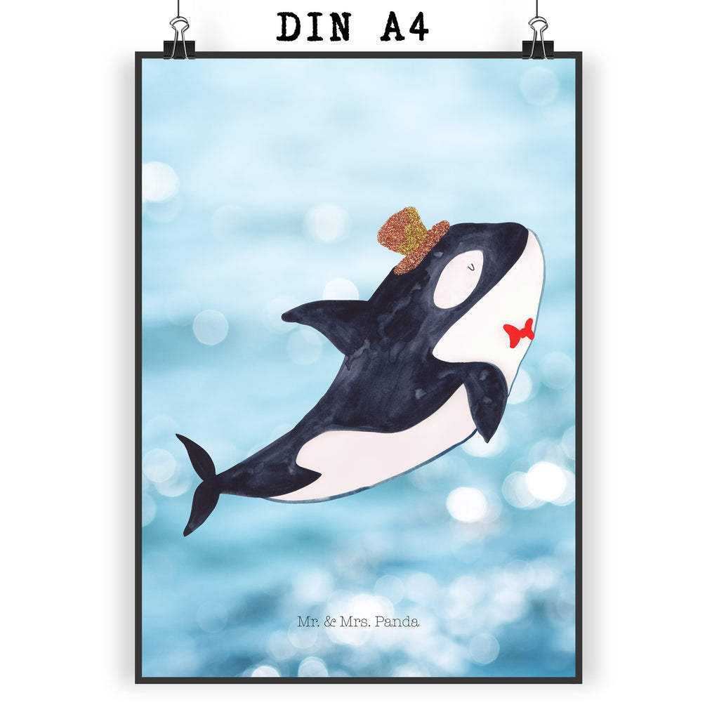 Poster Orca Zylinder Poster, Wandposter, Bild, Wanddeko, Küchenposter, Kinderposter, Wanddeko Bild, Raumdekoration, Wanddekoration, Handgemaltes Poster, Mr. & Mrs. Panda Poster, Designposter, Kunstdruck, Posterdruck, Meerestiere, Meer, Urlaub, Narwal, Glitter, Konfetti, Glitzer, Geburtstag, Feier, Fete, Fest, Glückwunsch, Orca