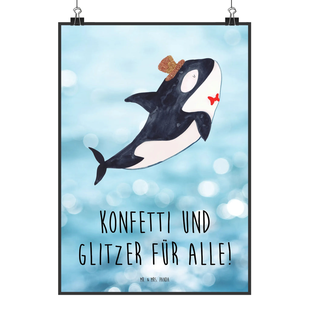 Poster Orca Zylinder Poster, Wandposter, Bild, Wanddeko, Küchenposter, Kinderposter, Wanddeko Bild, Raumdekoration, Wanddekoration, Handgemaltes Poster, Mr. & Mrs. Panda Poster, Designposter, Kunstdruck, Posterdruck, Meerestiere, Meer, Urlaub, Narwal, Glitter, Konfetti, Glitzer, Geburtstag, Feier, Fete, Fest, Glückwunsch, Orca