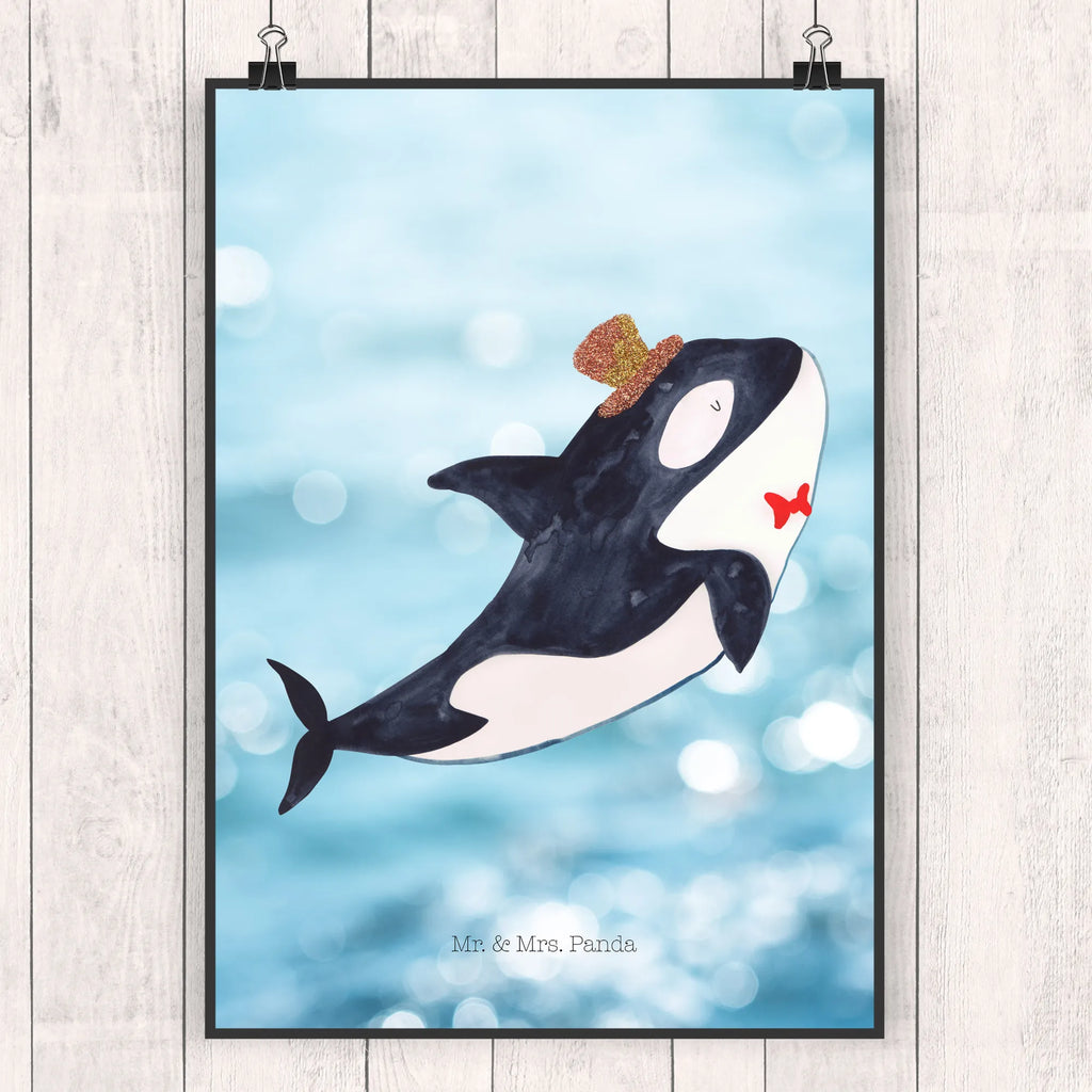 Poster Orca Zylinder Poster, Wandposter, Bild, Wanddeko, Küchenposter, Kinderposter, Wanddeko Bild, Raumdekoration, Wanddekoration, Handgemaltes Poster, Mr. & Mrs. Panda Poster, Designposter, Kunstdruck, Posterdruck, Meerestiere, Meer, Urlaub, Narwal, Glitter, Konfetti, Glitzer, Geburtstag, Feier, Fete, Fest, Glückwunsch, Orca