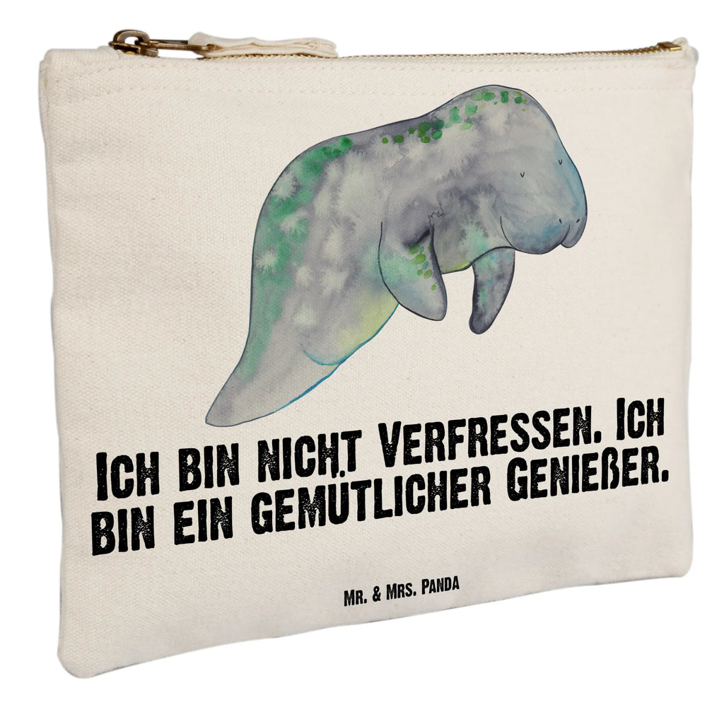 Schminktasche Seekuh chillt Schminktasche, Kosmetiktasche, Kosmetikbeutel, Stiftemäppchen, Etui, Federmappe, Makeup, XXL, Schminketui, Kosmetiketui, Schlamperetui, Meerestiere, Meer, Urlaub, Seekuh, Seekühe, Diät, Abnehmen, Zucker, Diätwahn, Essen, Süßigkeiten