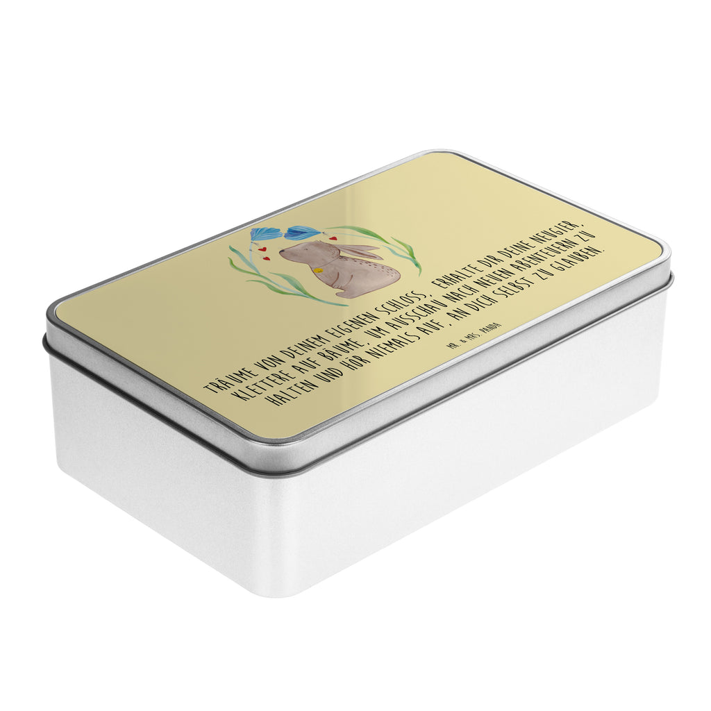 Metalldose rechteckig Hase Blume Blechdose, Metalldose, Blechbox, Container, Keksdose, Vorratsdose, Vorratsbox, Döschen, Versperbox, Vesperdose, Aufbewahrungsdose, Aufbewahrungsbox, Aluminiumdose, Dose, Ostern, Osterhase, Ostergeschenke, Osternest, Osterdeko, Geschenke zu Ostern, Ostern Geschenk, Ostergeschenke Kinder, Ostern Kinder, Hase, Kaninchen, Kind, Taufe, Taufgeschenk, Geburt, Schwangerschaft, erstes Kind, Kindergeburtstag, Geburtstag, Hoffnung, Träume