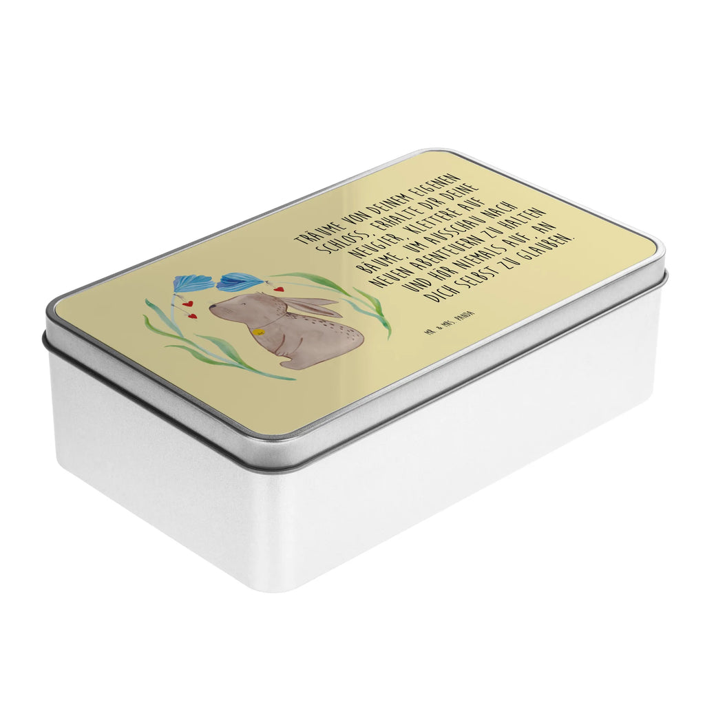 Metalldose rechteckig Hase Blume Blechdose, Metalldose, Blechbox, Container, Keksdose, Vorratsdose, Vorratsbox, Döschen, Versperbox, Vesperdose, Aufbewahrungsdose, Aufbewahrungsbox, Aluminiumdose, Dose, Ostern, Osterhase, Ostergeschenke, Osternest, Osterdeko, Geschenke zu Ostern, Ostern Geschenk, Ostergeschenke Kinder, Ostern Kinder, Hase, Kaninchen, Kind, Taufe, Taufgeschenk, Geburt, Schwangerschaft, erstes Kind, Kindergeburtstag, Geburtstag, Hoffnung, Träume