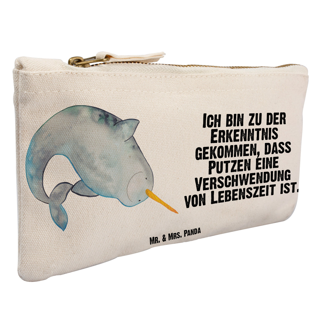 Schminktasche Narwal Schminktasche, Kosmetiktasche, Kosmetikbeutel, Stiftemäppchen, Etui, Federmappe, Makeup, XXL, Schminketui, Kosmetiketui, Schlamperetui, Meerestiere, Meer, Urlaub, Narwal, Wal, Putzen, Hausfrau, Junggesellin, aufräumen, Kinderzimmer