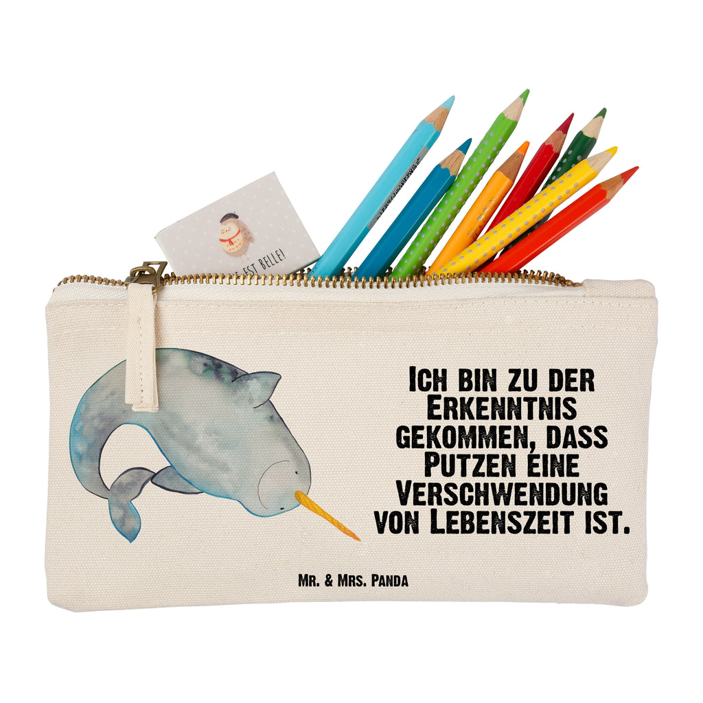 Schminktasche Narwal Schminktasche, Kosmetiktasche, Kosmetikbeutel, Stiftemäppchen, Etui, Federmappe, Makeup, XXL, Schminketui, Kosmetiketui, Schlamperetui, Meerestiere, Meer, Urlaub, Narwal, Wal, Putzen, Hausfrau, Junggesellin, aufräumen, Kinderzimmer