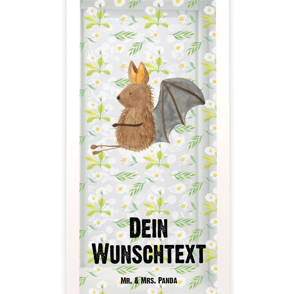 Personalisierte Deko Laterne Fledermaus sitzend Gartenlampe, Gartenleuchte, Gartendekoration, Gartenlicht, Laterne kleine Laternen, XXL Laternen, Laterne groß, Tiermotive, Gute Laune, lustige Sprüche, Tiere, Fledermaus, Fledermäuse, Motivation, entspannen