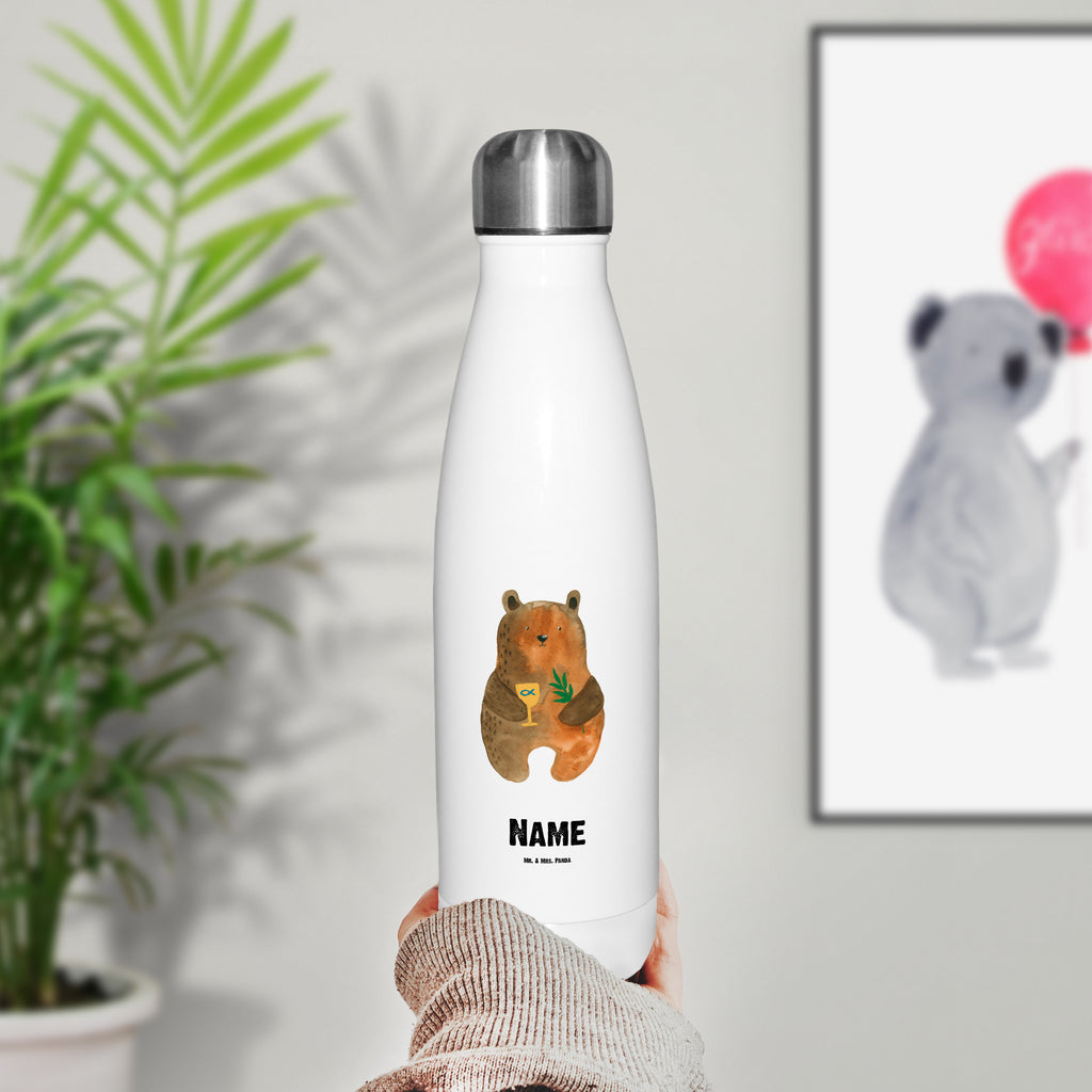 Personalisierte Thermosflasche Konfirmation-Bär Personalisierte Isolierflasche, Personalisierte Thermoflasche, Personalisierte Trinkflasche, Trinkflasche Mit Namen, Wunschname, Bedrucken, Namensflasche, Bär, Teddy, Teddybär, Konfirmation, Kirche, evangelisch, Gottesdienst