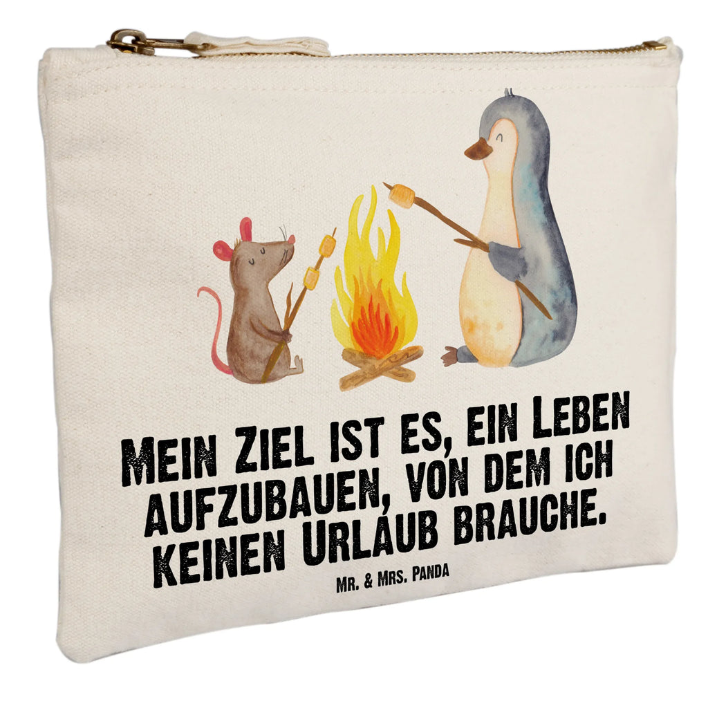 Schminktasche Pinguin Lagerfeuer Schminktasche, Kosmetiktasche, Kosmetikbeutel, Stiftemäppchen, Etui, Federmappe, Makeup, XXL, Schminketui, Kosmetiketui, Schlamperetui, Pinguin, Maus, Pinguine, Lagerfeuer, Leben, Arbeit, Job, Motivation, Büro, Büroalltag, Lebensspruch, Lebensmotivation, Neustart, Liebe, grillen, Feuer, Marshmallows