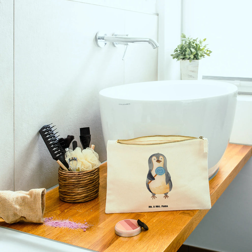 Schminktasche Pinguin Lolli Schminktasche, Kosmetiktasche, Kosmetikbeutel, Stiftemäppchen, Etui, Federmappe, Makeup, XXL, Schminketui, Kosmetiketui, Schlamperetui, Pinguin, Pinguine, Lolli, Süßigkeiten, Blödsinn, Spruch, Rebell, Gauner, Ganove, Rabauke