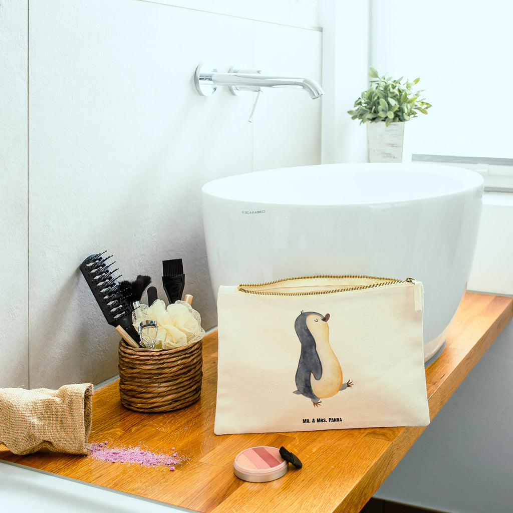 Schminktasche Pinguin marschieren Schminktasche, Kosmetiktasche, Kosmetikbeutel, Stiftemäppchen, Etui, Federmappe, Makeup, XXL, Schminketui, Kosmetiketui, Schlamperetui, Pinguin, Pinguine, Frühaufsteher, Langschläfer, Bruder, Schwester, Familie