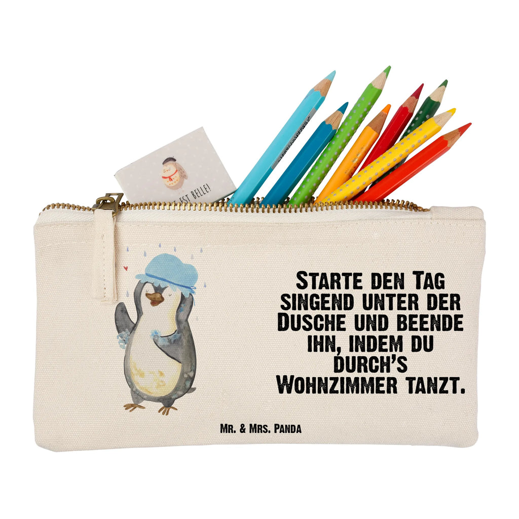 Schminktasche Pinguin Duschen Schminktasche, Kosmetiktasche, Kosmetikbeutel, Stiftemäppchen, Etui, Federmappe, Makeup, XXL, Schminketui, Kosmetiketui, Schlamperetui, Pinguin, Pinguine, Dusche, duschen, Lebensmotto, Motivation, Neustart, Neuanfang, glücklich sein