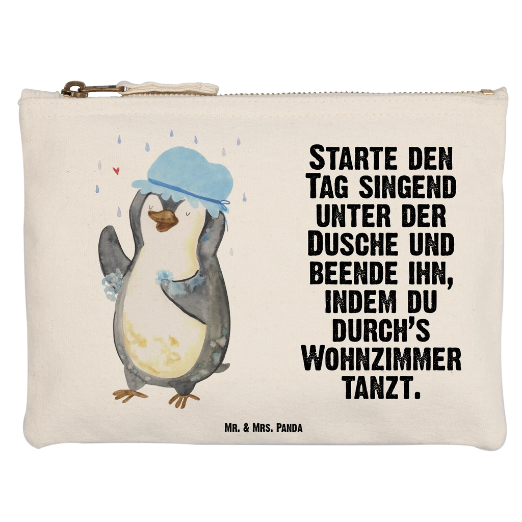 Schminktasche Pinguin Duschen Schminktasche, Kosmetiktasche, Kosmetikbeutel, Stiftemäppchen, Etui, Federmappe, Makeup, XXL, Schminketui, Kosmetiketui, Schlamperetui, Pinguin, Pinguine, Dusche, duschen, Lebensmotto, Motivation, Neustart, Neuanfang, glücklich sein