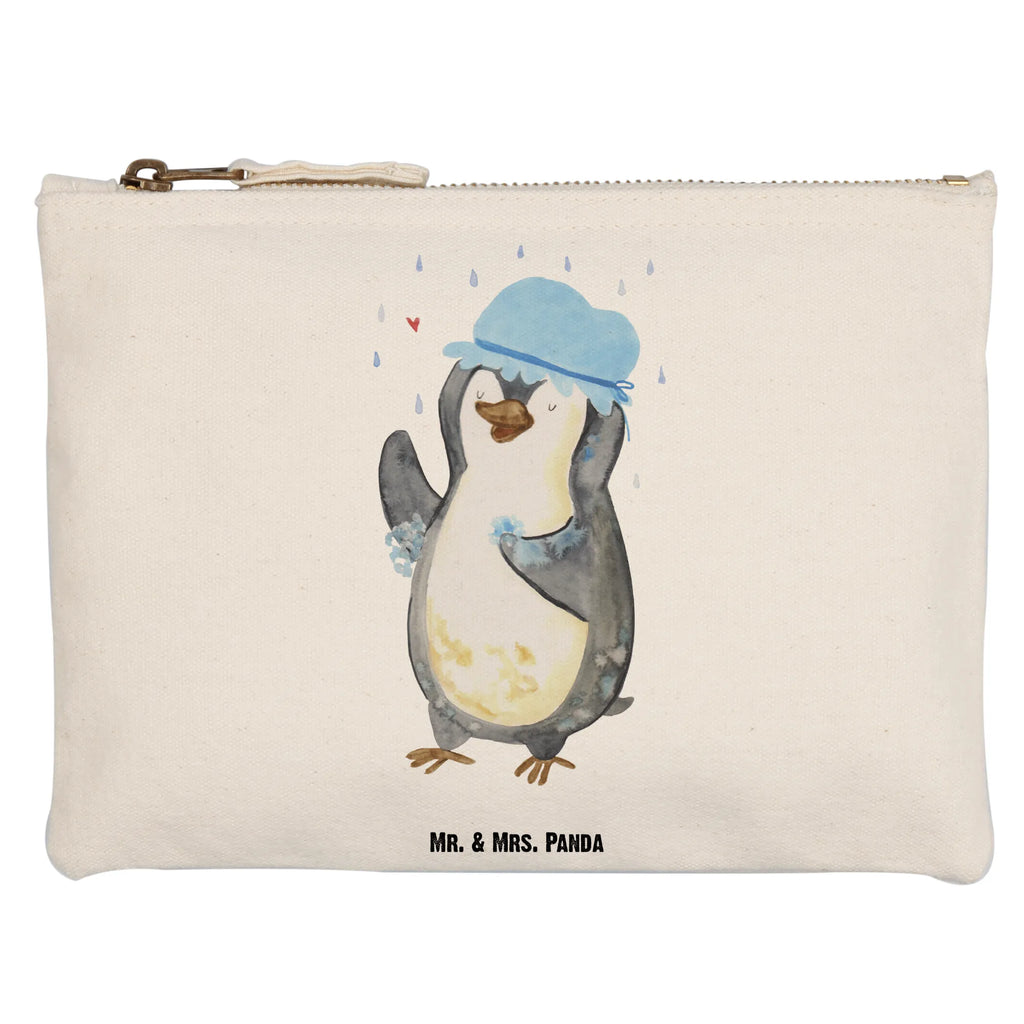 Schminktasche Pinguin Duschen Schminktasche, Kosmetiktasche, Kosmetikbeutel, Stiftemäppchen, Etui, Federmappe, Makeup, XXL, Schminketui, Kosmetiketui, Schlamperetui, Pinguin, Pinguine, Dusche, duschen, Lebensmotto, Motivation, Neustart, Neuanfang, glücklich sein