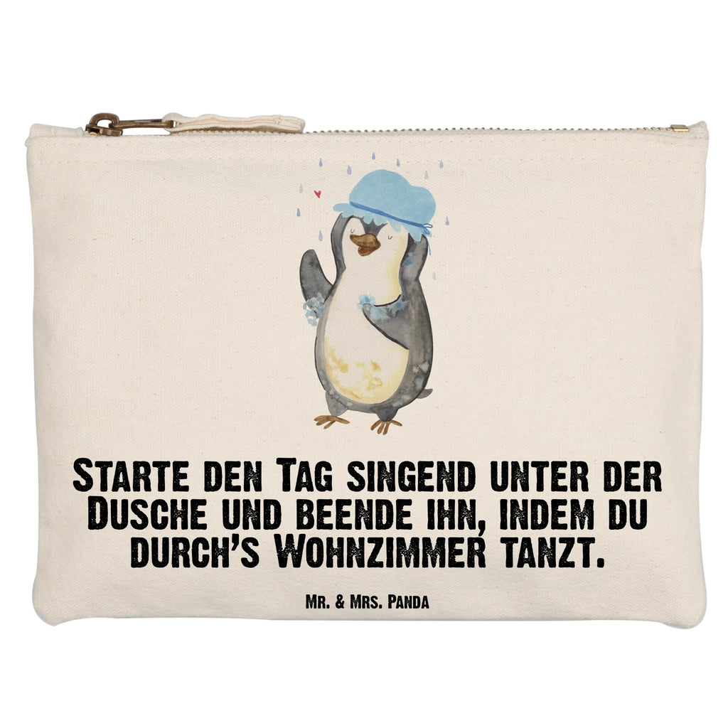 Schminktasche Pinguin Duschen Schminktasche, Kosmetiktasche, Kosmetikbeutel, Stiftemäppchen, Etui, Federmappe, Makeup, XXL, Schminketui, Kosmetiketui, Schlamperetui, Pinguin, Pinguine, Dusche, duschen, Lebensmotto, Motivation, Neustart, Neuanfang, glücklich sein