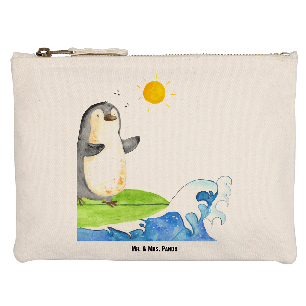 Schminktasche Pinguin Surfer Schminktasche, Kosmetiktasche, Kosmetikbeutel, Stiftemäppchen, Etui, Federmappe, Makeup, XXL, Schminketui, Kosmetiketui, Schlamperetui, Pinguin, Pinguine, surfen, Surfer, Hawaii, Urlaub, Wellen, Wellen reiten, Portugal