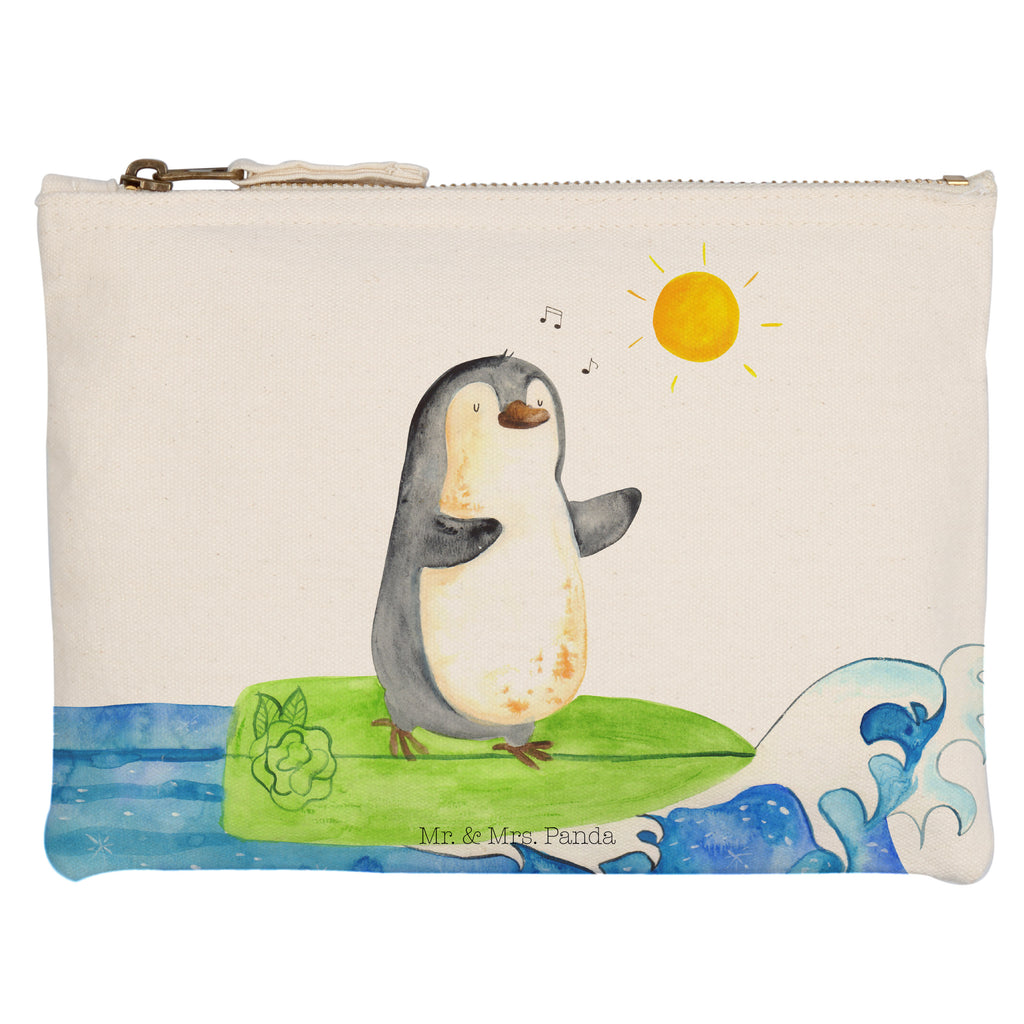 Schminktasche Pinguin Surfer Schminktasche, Kosmetiktasche, Kosmetikbeutel, Stiftemäppchen, Etui, Federmappe, Makeup, XXL, Schminketui, Kosmetiketui, Schlamperetui, Pinguin, Pinguine, surfen, Surfer, Hawaii, Urlaub, Wellen, Wellen reiten, Portugal