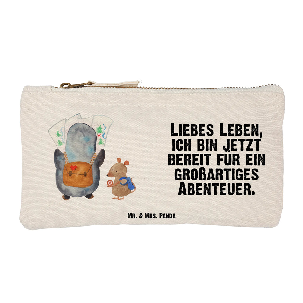 Schminktasche Pinguin & Maus Wanderer Schminktasche, Kosmetiktasche, Kosmetikbeutel, Stiftemäppchen, Etui, Federmappe, Makeup, XXL, Schminketui, Kosmetiketui, Schlamperetui, Pinguin, Pinguine, Abenteurer, Abenteuer, Roadtrip, Ausflug, Wanderlust, wandern