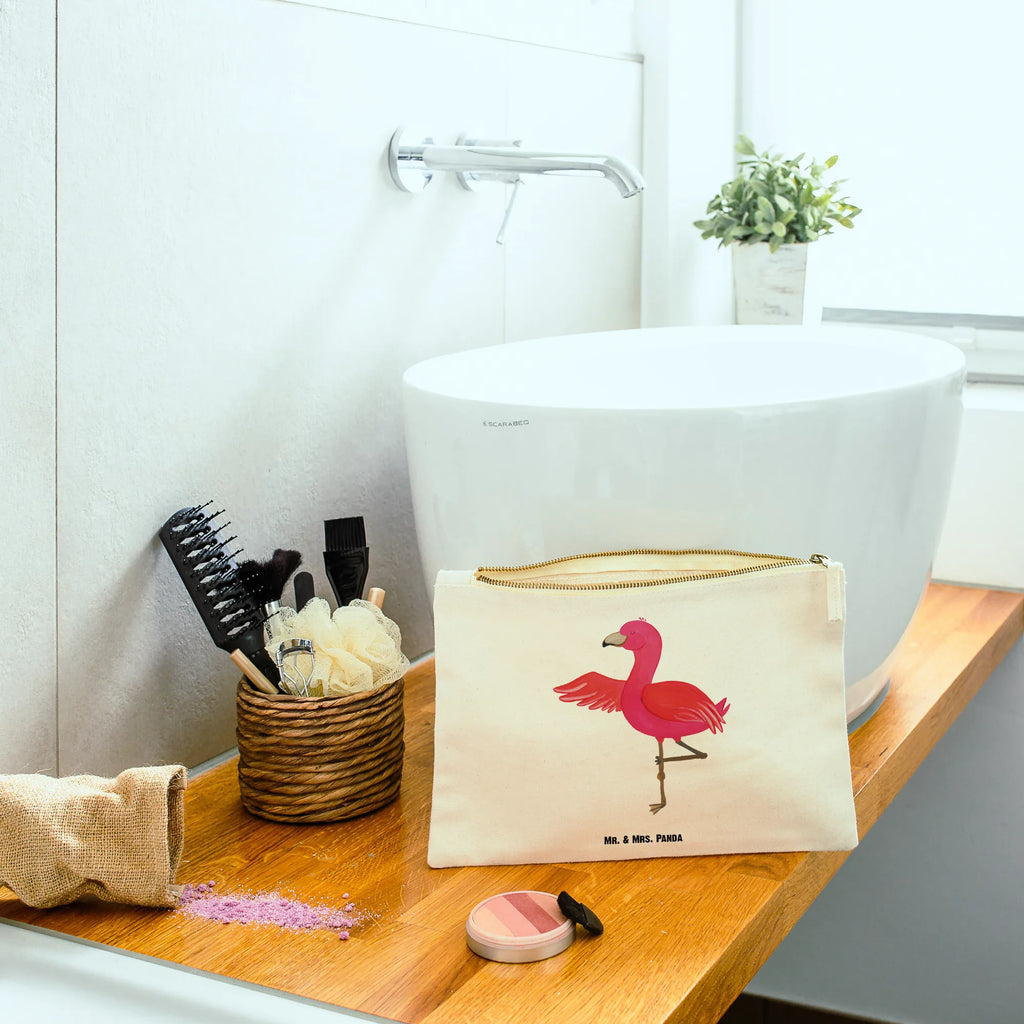 Make-up bag flamingo yoga Schminktasche, Kosmetiktasche, Kosmetikbeutel, Stiftemäppchen, Etui, Federmappe, Makeup, XXL, Schminketui, Kosmetiketui, Schlamperetui, Flamingo, Vogel, Yoga, Namaste, Achtsamkeit, Yoga-Übung, Entspannung, Ärger, Aufregen, Tiefenentspannung