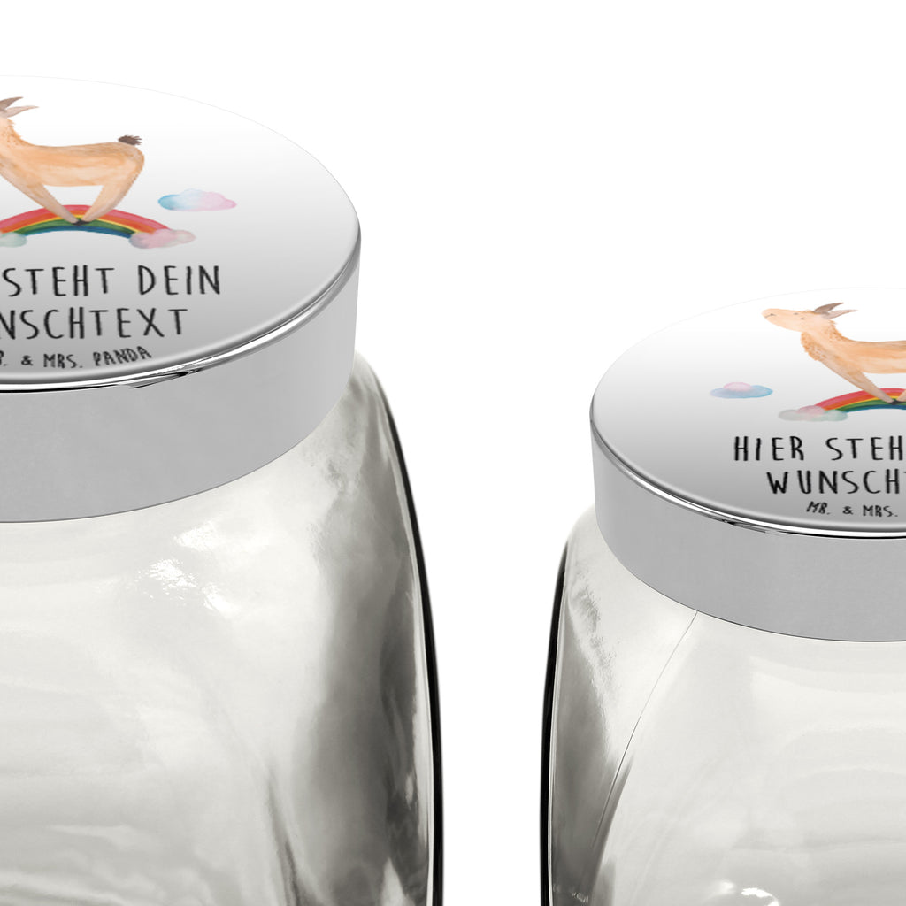 Personalisiertes Bonbonglas Lama Regenbogen Vorratsdose, Vorratsbehälter, Süßigkeitenglas, Süßigkeitendose, Kaffeedose, Müslidose, Teedose, Keksbehälter, Keksedose, Glasdose, Glasbälter, Vorratsglas, Küchenbehälter, Aufbewahrungsdose, Aufbewahungsglas, Gewürzdose, Küchenorganizer, Snackdose, Lama, Alpaka, Lamas, Regenbogen, Haters gonna hate, Haters, Selbstständig, Außenseiter, Schule, Abi, Hobby, Wolkenland, Freiheit