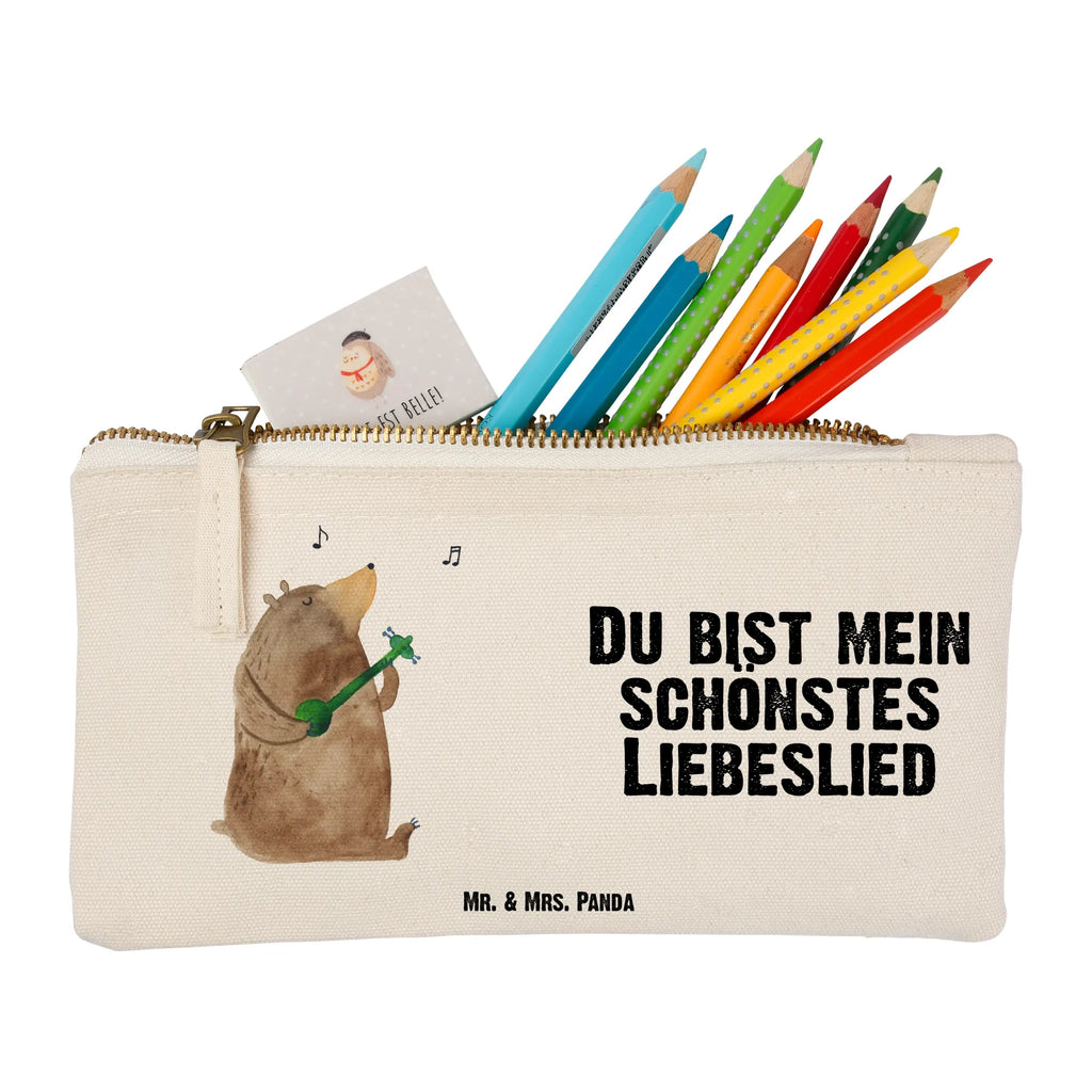 Schminktasche Bär Lied Schminktasche, Kosmetiktasche, Kosmetikbeutel, Stiftemäppchen, Etui, Federmappe, Makeup, XXL, Schminketui, Kosmetiketui, Schlamperetui, Bär, Teddy, Teddybär, Bärchen, Bear, Liebeslied, Lied, Song, Valentinstag, Valentine, Geschenk, Partner, Liebe, Freundin, Frau, Herz, Spruch