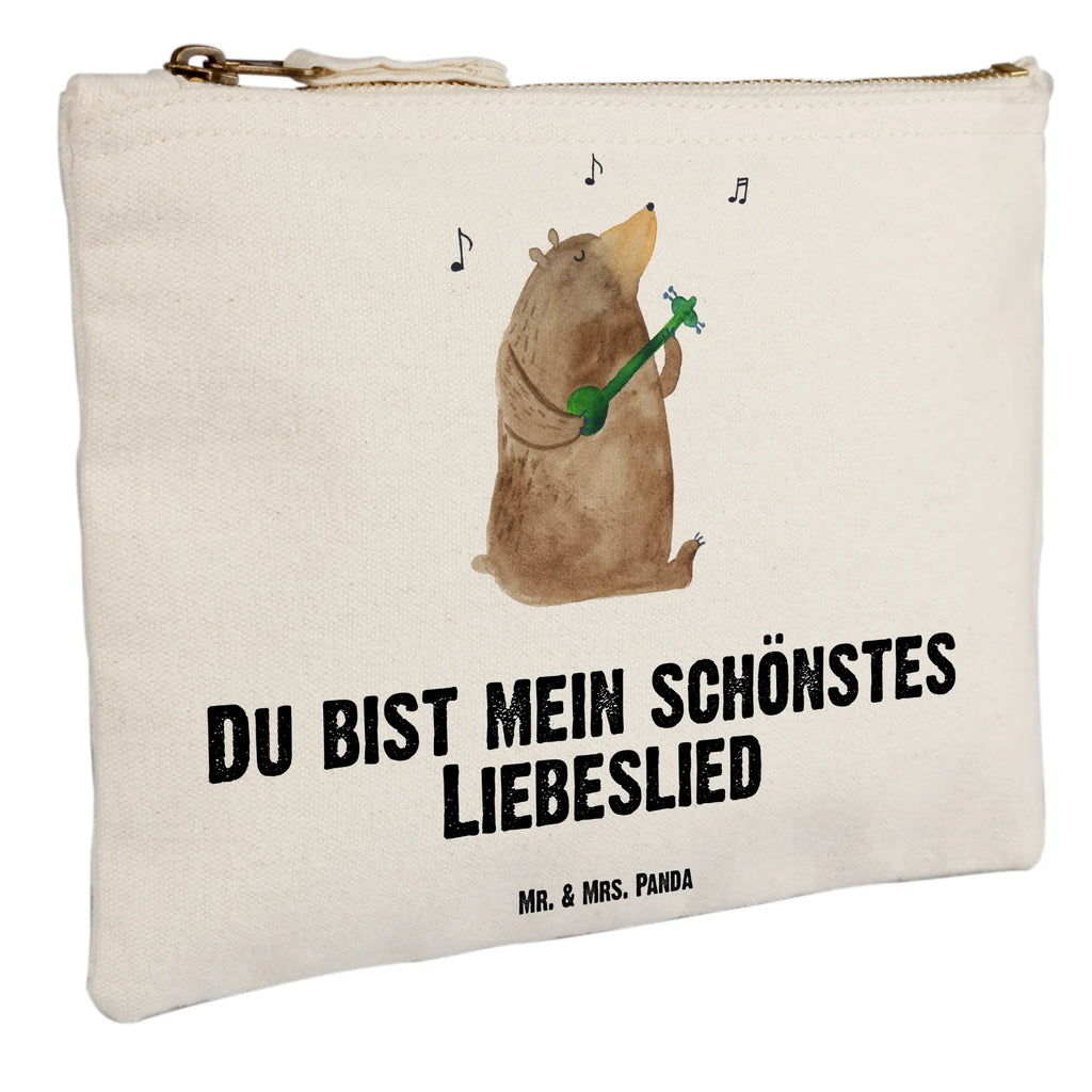 Schminktasche Bär Lied Schminktasche, Kosmetiktasche, Kosmetikbeutel, Stiftemäppchen, Etui, Federmappe, Makeup, XXL, Schminketui, Kosmetiketui, Schlamperetui, Bär, Teddy, Teddybär, Bärchen, Bear, Liebeslied, Lied, Song, Valentinstag, Valentine, Geschenk, Partner, Liebe, Freundin, Frau, Herz, Spruch