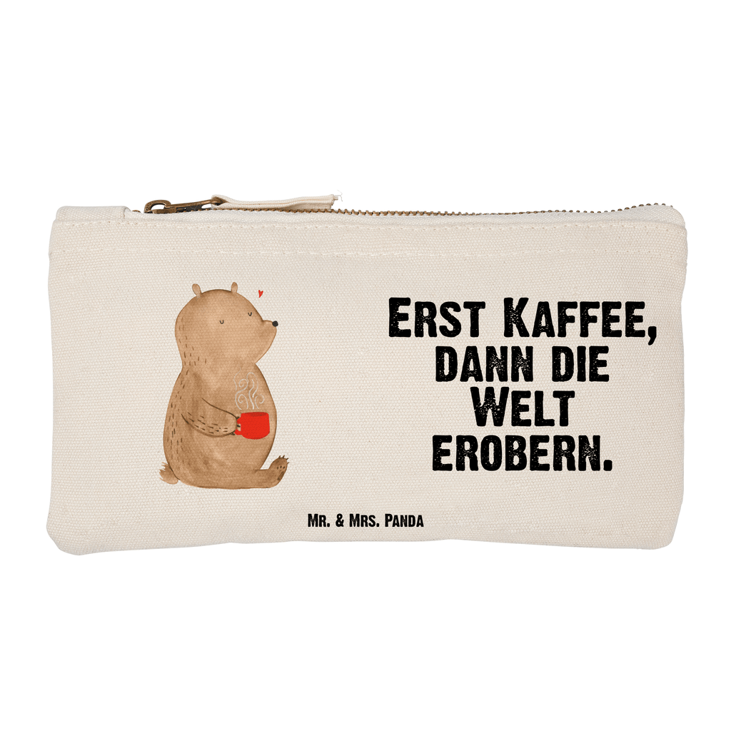 Schminktasche Bär Kaffee Schminktasche, Kosmetiktasche, Kosmetikbeutel, Stiftemäppchen, Etui, Federmappe, Makeup, XXL, Schminketui, Kosmetiketui, Schlamperetui, Bär, Teddy, Teddybär, Kaffee, Coffee, Bären, guten Morgen, Morgenroutine, Welt erobern, Welt retten, Motivation