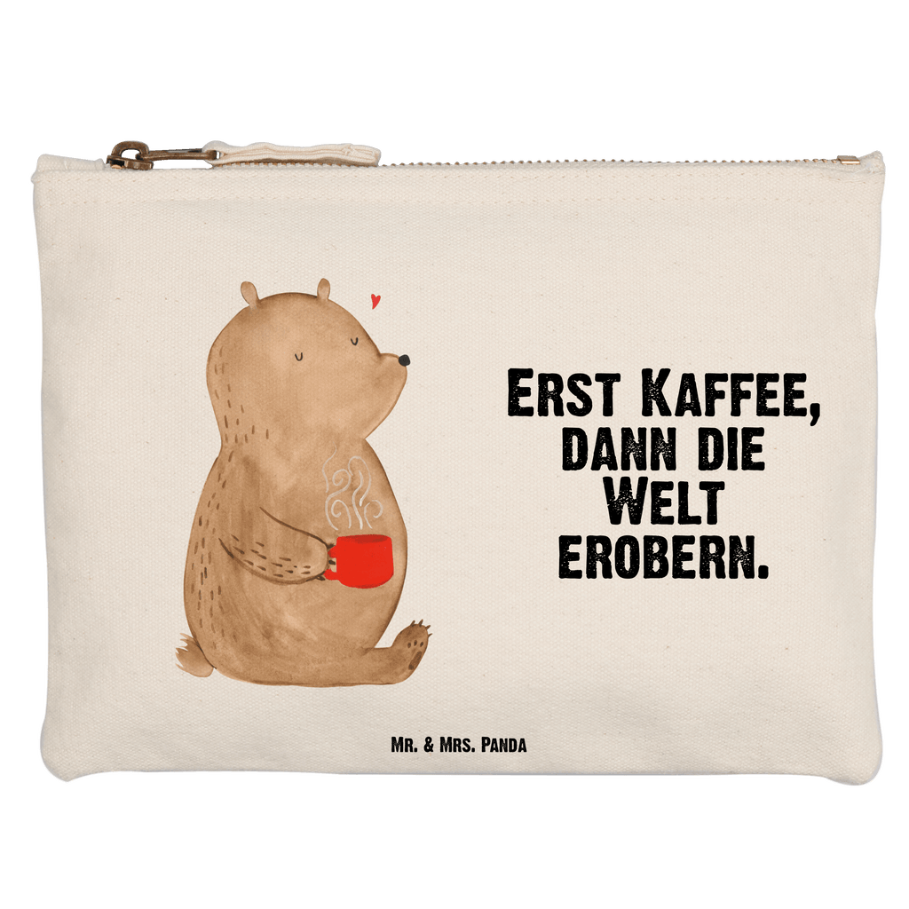 Schminktasche Bär Kaffee Schminktasche, Kosmetiktasche, Kosmetikbeutel, Stiftemäppchen, Etui, Federmappe, Makeup, XXL, Schminketui, Kosmetiketui, Schlamperetui, Bär, Teddy, Teddybär, Kaffee, Coffee, Bären, guten Morgen, Morgenroutine, Welt erobern, Welt retten, Motivation