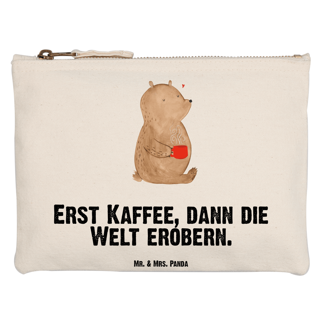 Schminktasche Bär Kaffee Schminktasche, Kosmetiktasche, Kosmetikbeutel, Stiftemäppchen, Etui, Federmappe, Makeup, XXL, Schminketui, Kosmetiketui, Schlamperetui, Bär, Teddy, Teddybär, Kaffee, Coffee, Bären, guten Morgen, Morgenroutine, Welt erobern, Welt retten, Motivation