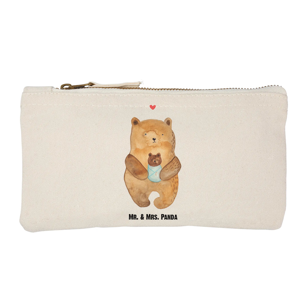 Schminktasche Bär mit Baby Schminktasche, Kosmetiktasche, Kosmetikbeutel, Stiftemäppchen, Etui, Federmappe, Makeup, XXL, Schminketui, Kosmetiketui, Schlamperetui, Bär, Teddy, Teddybär, Eltern, Mutter, Baby, Taufe, Geburt, Nichte, Neffe, Enkel, Enkelin, Täufling, Geburtstag, Glückwunsch