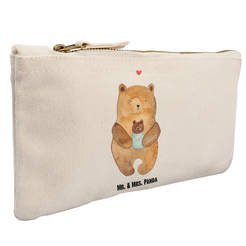 Schminktasche Bär mit Baby Schminktasche, Kosmetiktasche, Kosmetikbeutel, Stiftemäppchen, Etui, Federmappe, Makeup, XXL, Schminketui, Kosmetiketui, Schlamperetui, Bär, Teddy, Teddybär, Eltern, Mutter, Baby, Taufe, Geburt, Nichte, Neffe, Enkel, Enkelin, Täufling, Geburtstag, Glückwunsch