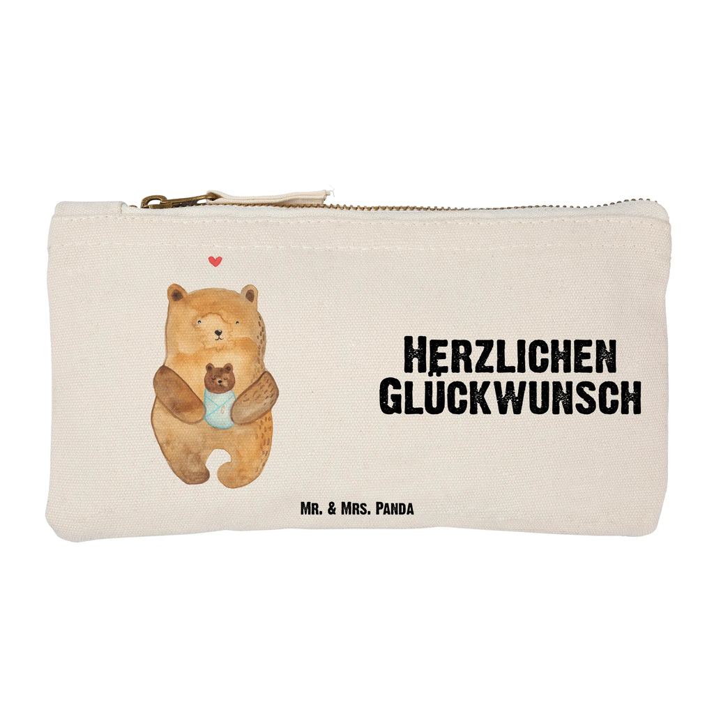 Schminktasche Bär mit Baby Schminktasche, Kosmetiktasche, Kosmetikbeutel, Stiftemäppchen, Etui, Federmappe, Makeup, XXL, Schminketui, Kosmetiketui, Schlamperetui, Bär, Teddy, Teddybär, Eltern, Mutter, Baby, Taufe, Geburt, Nichte, Neffe, Enkel, Enkelin, Täufling, Geburtstag, Glückwunsch