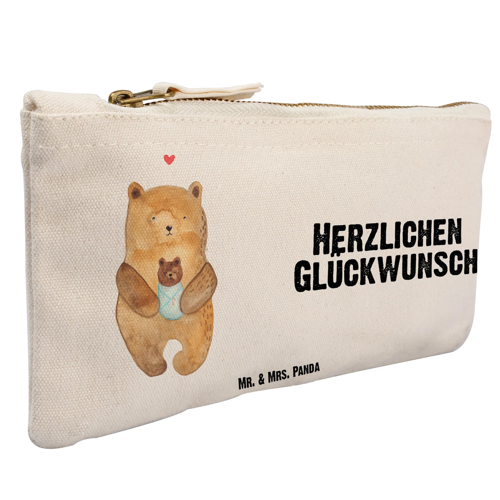 Schminktasche Bär mit Baby Schminktasche, Kosmetiktasche, Kosmetikbeutel, Stiftemäppchen, Etui, Federmappe, Makeup, XXL, Schminketui, Kosmetiketui, Schlamperetui, Bär, Teddy, Teddybär, Eltern, Mutter, Baby, Taufe, Geburt, Nichte, Neffe, Enkel, Enkelin, Täufling, Geburtstag, Glückwunsch