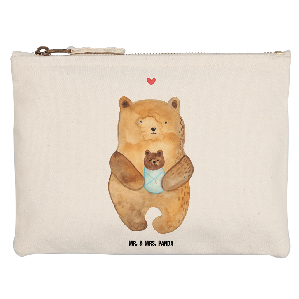 Schminktasche Bär mit Baby Schminktasche, Kosmetiktasche, Kosmetikbeutel, Stiftemäppchen, Etui, Federmappe, Makeup, XXL, Schminketui, Kosmetiketui, Schlamperetui, Bär, Teddy, Teddybär, Eltern, Mutter, Baby, Taufe, Geburt, Nichte, Neffe, Enkel, Enkelin, Täufling, Geburtstag, Glückwunsch