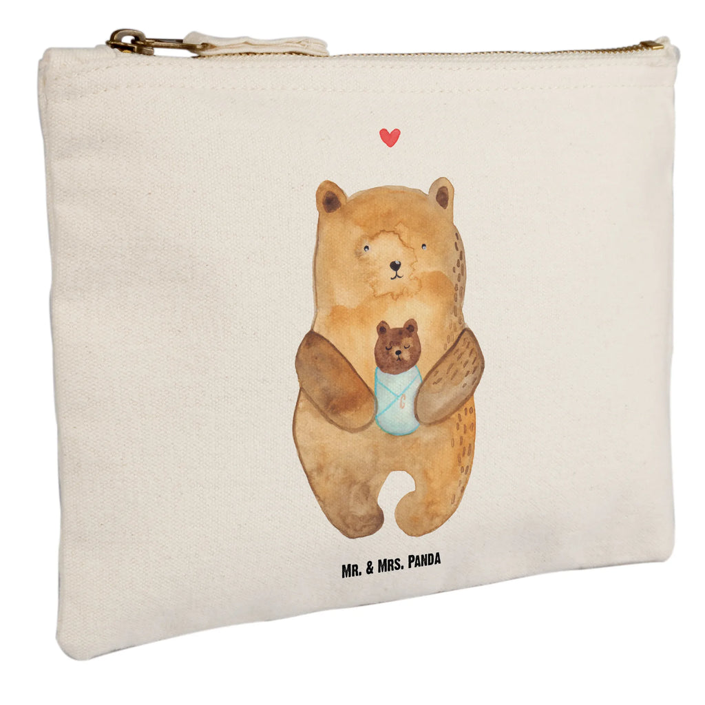 Schminktasche Bär mit Baby Schminktasche, Kosmetiktasche, Kosmetikbeutel, Stiftemäppchen, Etui, Federmappe, Makeup, XXL, Schminketui, Kosmetiketui, Schlamperetui, Bär, Teddy, Teddybär, Eltern, Mutter, Baby, Taufe, Geburt, Nichte, Neffe, Enkel, Enkelin, Täufling, Geburtstag, Glückwunsch