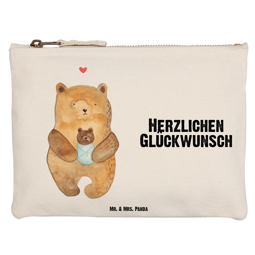 Schminktasche Bär mit Baby Schminktasche, Kosmetiktasche, Kosmetikbeutel, Stiftemäppchen, Etui, Federmappe, Makeup, XXL, Schminketui, Kosmetiketui, Schlamperetui, Bär, Teddy, Teddybär, Eltern, Mutter, Baby, Taufe, Geburt, Nichte, Neffe, Enkel, Enkelin, Täufling, Geburtstag, Glückwunsch