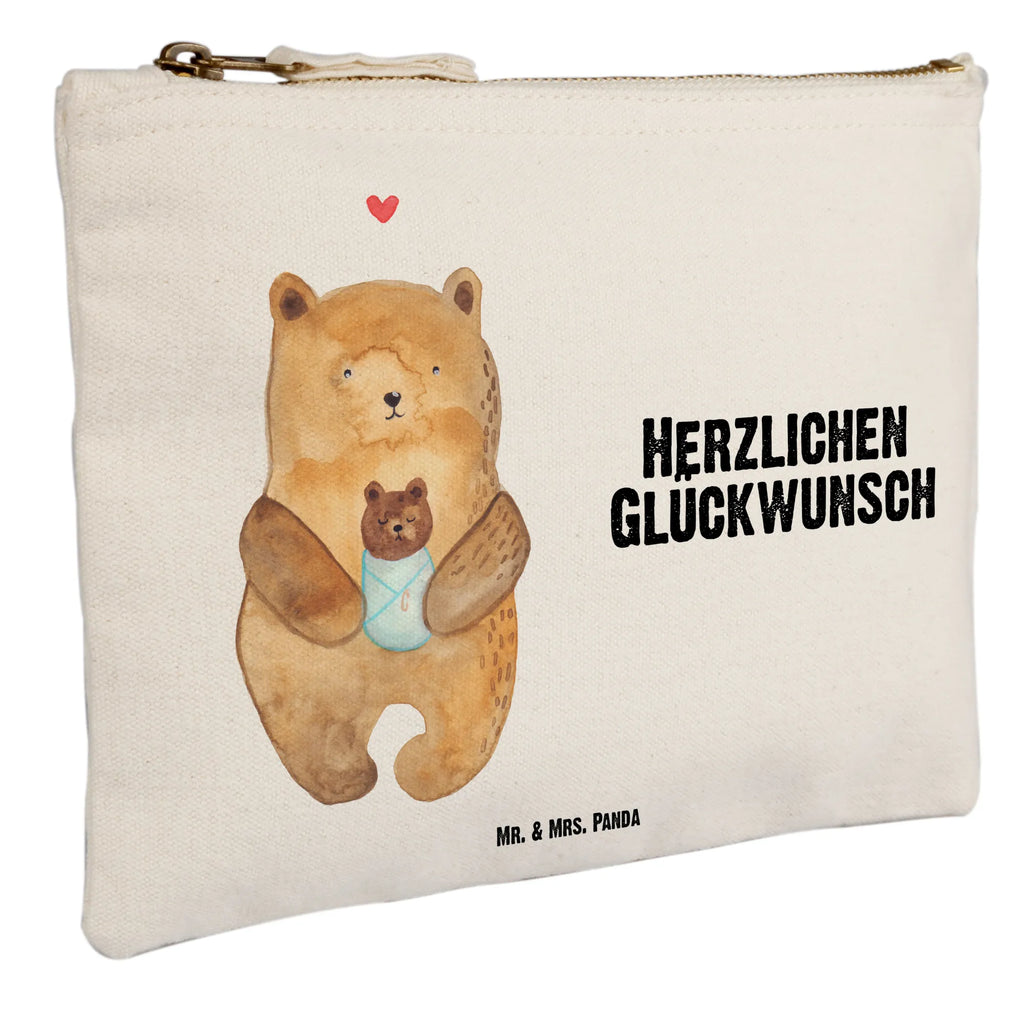 Schminktasche Bär mit Baby Schminktasche, Kosmetiktasche, Kosmetikbeutel, Stiftemäppchen, Etui, Federmappe, Makeup, XXL, Schminketui, Kosmetiketui, Schlamperetui, Bär, Teddy, Teddybär, Eltern, Mutter, Baby, Taufe, Geburt, Nichte, Neffe, Enkel, Enkelin, Täufling, Geburtstag, Glückwunsch