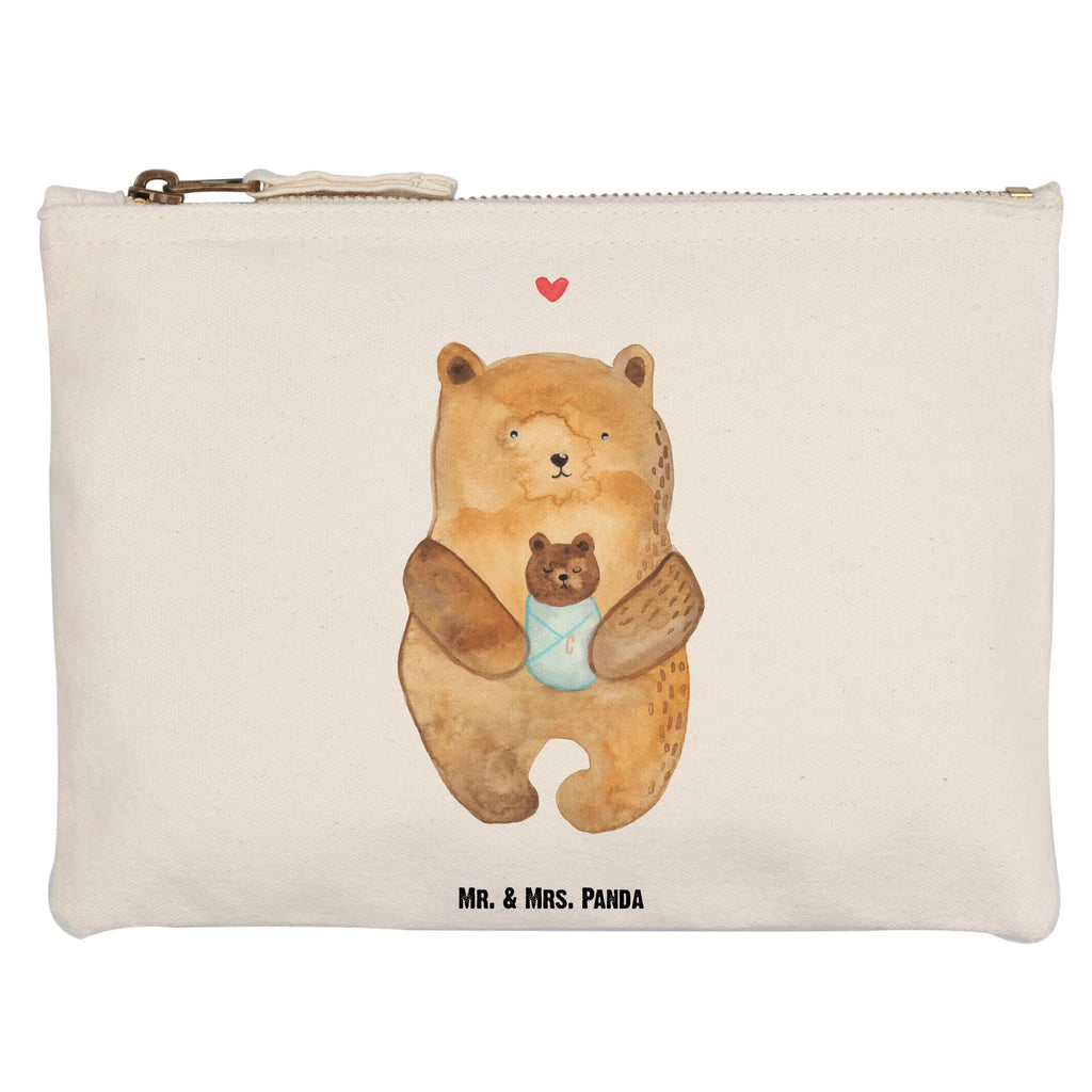 Schminktasche Bär mit Baby Schminktasche, Kosmetiktasche, Kosmetikbeutel, Stiftemäppchen, Etui, Federmappe, Makeup, XXL, Schminketui, Kosmetiketui, Schlamperetui, Bär, Teddy, Teddybär, Eltern, Mutter, Baby, Taufe, Geburt, Nichte, Neffe, Enkel, Enkelin, Täufling, Geburtstag, Glückwunsch