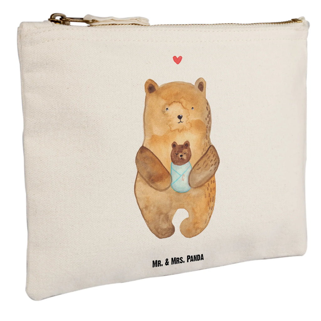 Schminktasche Bär mit Baby Schminktasche, Kosmetiktasche, Kosmetikbeutel, Stiftemäppchen, Etui, Federmappe, Makeup, XXL, Schminketui, Kosmetiketui, Schlamperetui, Bär, Teddy, Teddybär, Eltern, Mutter, Baby, Taufe, Geburt, Nichte, Neffe, Enkel, Enkelin, Täufling, Geburtstag, Glückwunsch