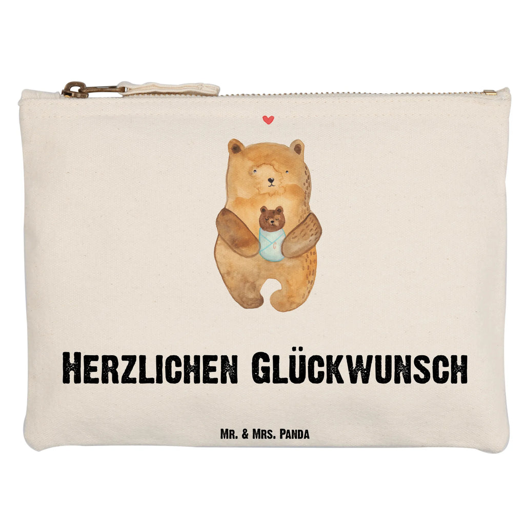 Schminktasche Bär mit Baby Schminktasche, Kosmetiktasche, Kosmetikbeutel, Stiftemäppchen, Etui, Federmappe, Makeup, XXL, Schminketui, Kosmetiketui, Schlamperetui, Bär, Teddy, Teddybär, Eltern, Mutter, Baby, Taufe, Geburt, Nichte, Neffe, Enkel, Enkelin, Täufling, Geburtstag, Glückwunsch