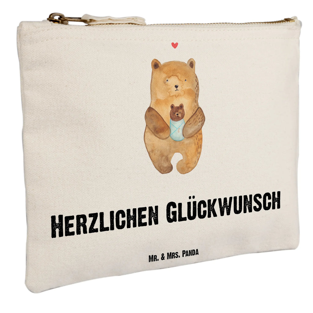 Schminktasche Bär mit Baby Schminktasche, Kosmetiktasche, Kosmetikbeutel, Stiftemäppchen, Etui, Federmappe, Makeup, XXL, Schminketui, Kosmetiketui, Schlamperetui, Bär, Teddy, Teddybär, Eltern, Mutter, Baby, Taufe, Geburt, Nichte, Neffe, Enkel, Enkelin, Täufling, Geburtstag, Glückwunsch